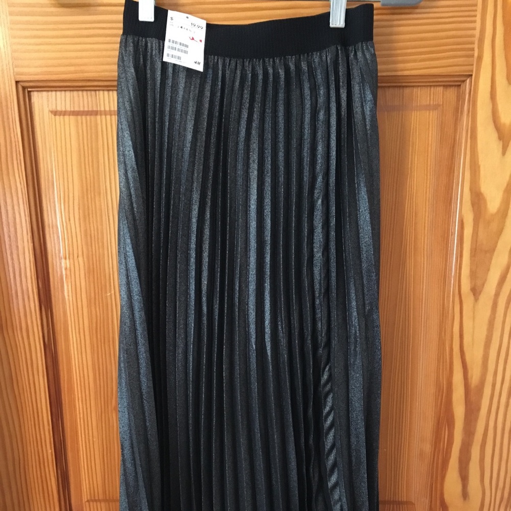 H&M pleated metallic chiffon skirt
